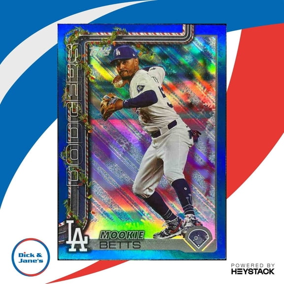 2025 Topps Holiday Mookie Betts Blue Metallic Glitter #H52 Los Angeles Dodgers