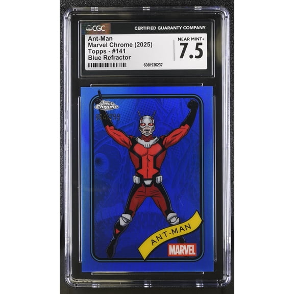 Graded 2025 Topps Marvel Chrome Blue Refractor 141 Ant-Man CGC 7.5 084/299