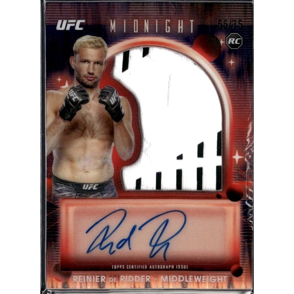 2025 Topps Midnight UFC Reinier de Ridder #RRR-RD /75 Autograph Relic RC Autographed MMA Trading Card