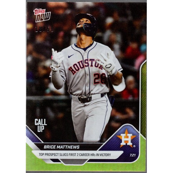 2025 Topps Now Brice Matthews #449 Gold Foil /50 Houston Astros Rookie RC Baseball Card