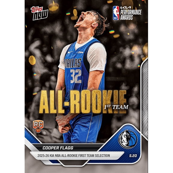 2025 Topps Now Cooper Flagg #AR01 2025-26 KIA NBA All Rookie First Team Selection Dallas Mavericks Rookie RC Basketball Card