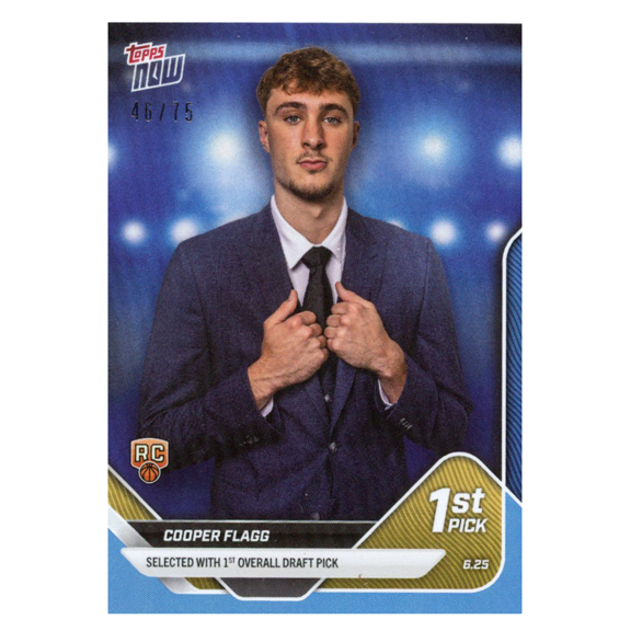 2025 Topps Now Cooper Flagg #D1 Blue /75 Dallas Mavericks Rookie RC Basketball Card