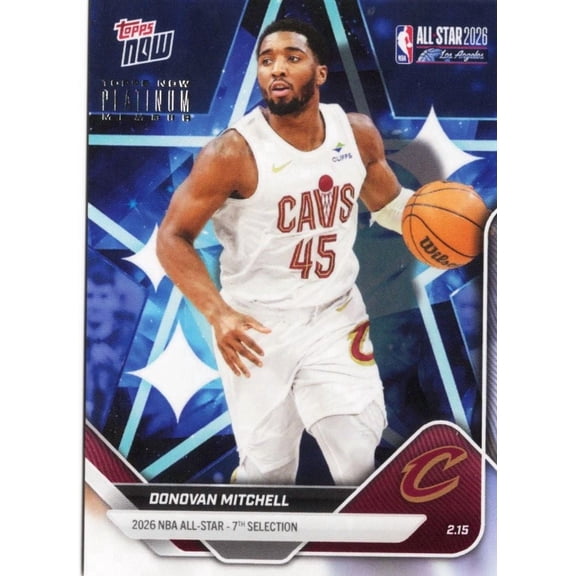 2025 Topps Now Donovan Mitchell #AS10 Platinum Member Stamp 2026 NBA All Star 7th Selection Cleveland Cavaliers Basketball Card