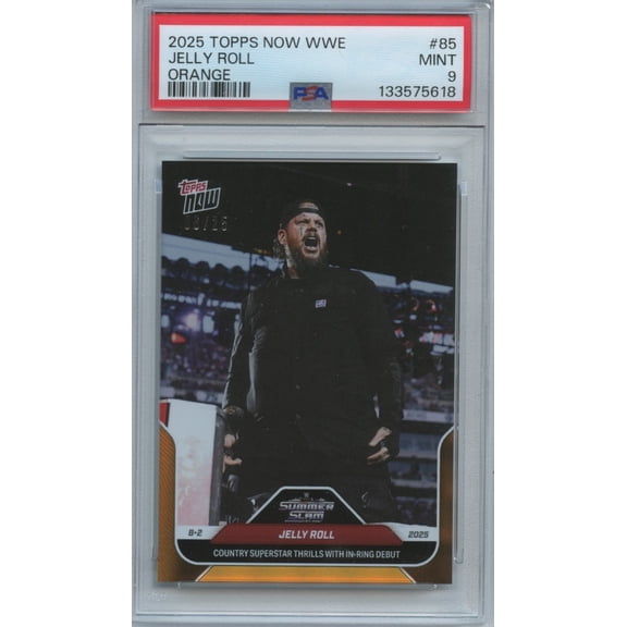 Graded PSA 9 2025 Topps Now Orange Rookie WWE Jelly Roll #85 Base Set Card