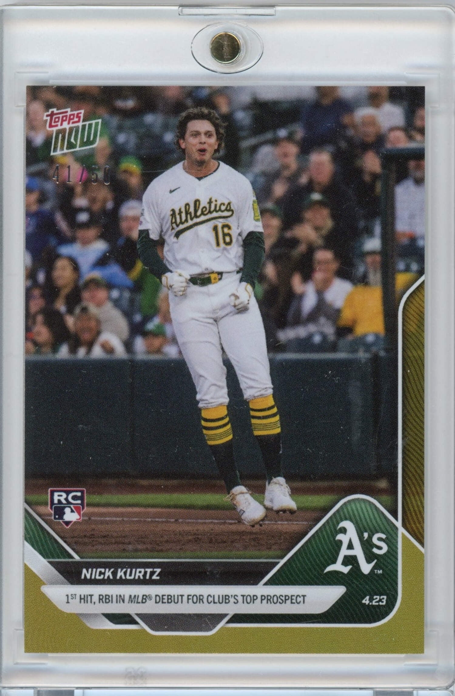 2025 Topps Now Nick Kurtz #101 Gold /50 Rookie RC Baseball Card 