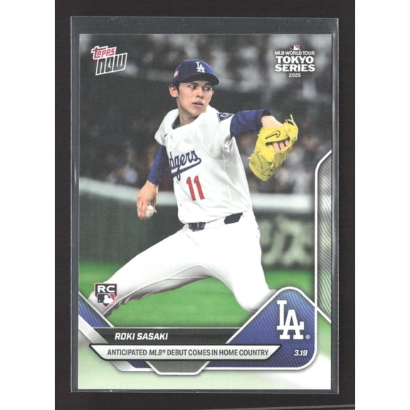 2025 Topps Now Roki Sasaki #3 RC Baseball Card Los Angeles Dodgers
