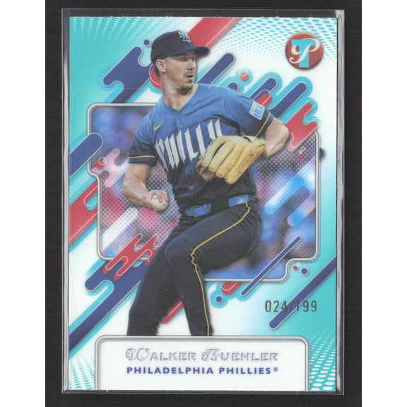 2025 Topps Pristine Walker Buehler Philadelphia Phillies Aqua #41 024/199 Baseball Card