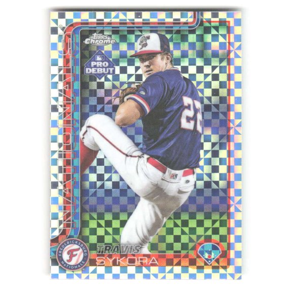 2025 Topps Pro Debut Chrome X-Fractor #PDC-8 Travis Sykora RC Rookie Fredericksburg Nationals  MiLB Baseball Trading Card