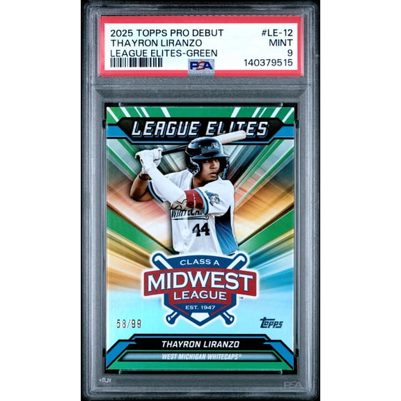 2025 Topps Pro Debut League Elites Thayron Liranzo #12 Green /99 PSA 9