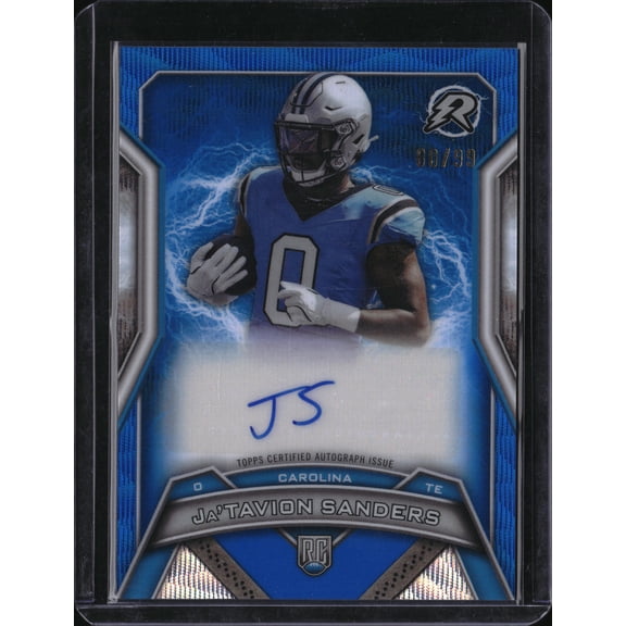 2025 Topps Resurgence Ja'Tavion Sanders #RRS-JS Blue /99 RC Carolina Panthers NFL Autographed Football Trading Card