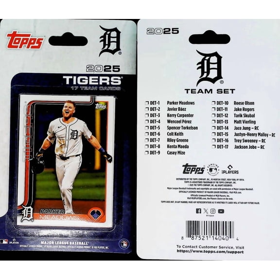 2025 Topps Retail Factory Sealed Baseball Detroit Tigers Base MLB Team Set. 17 Total Cards. Stock Photo shown