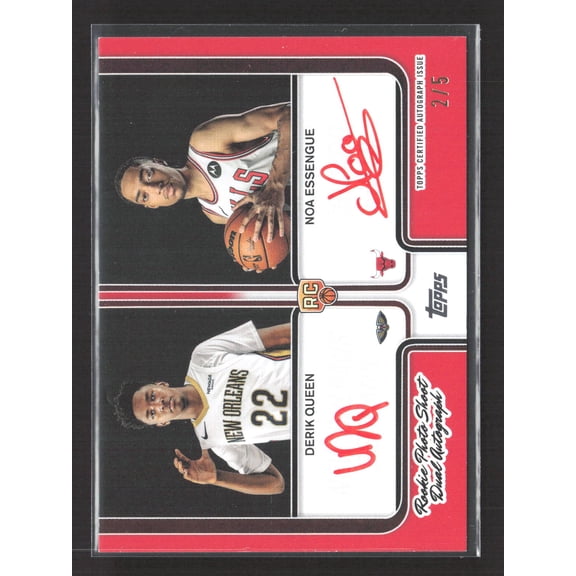 2025 Topps Rookie Photo Shoot Dual Autographs Noa Essengue Derik Queen #RPD-NE Red /5 RC