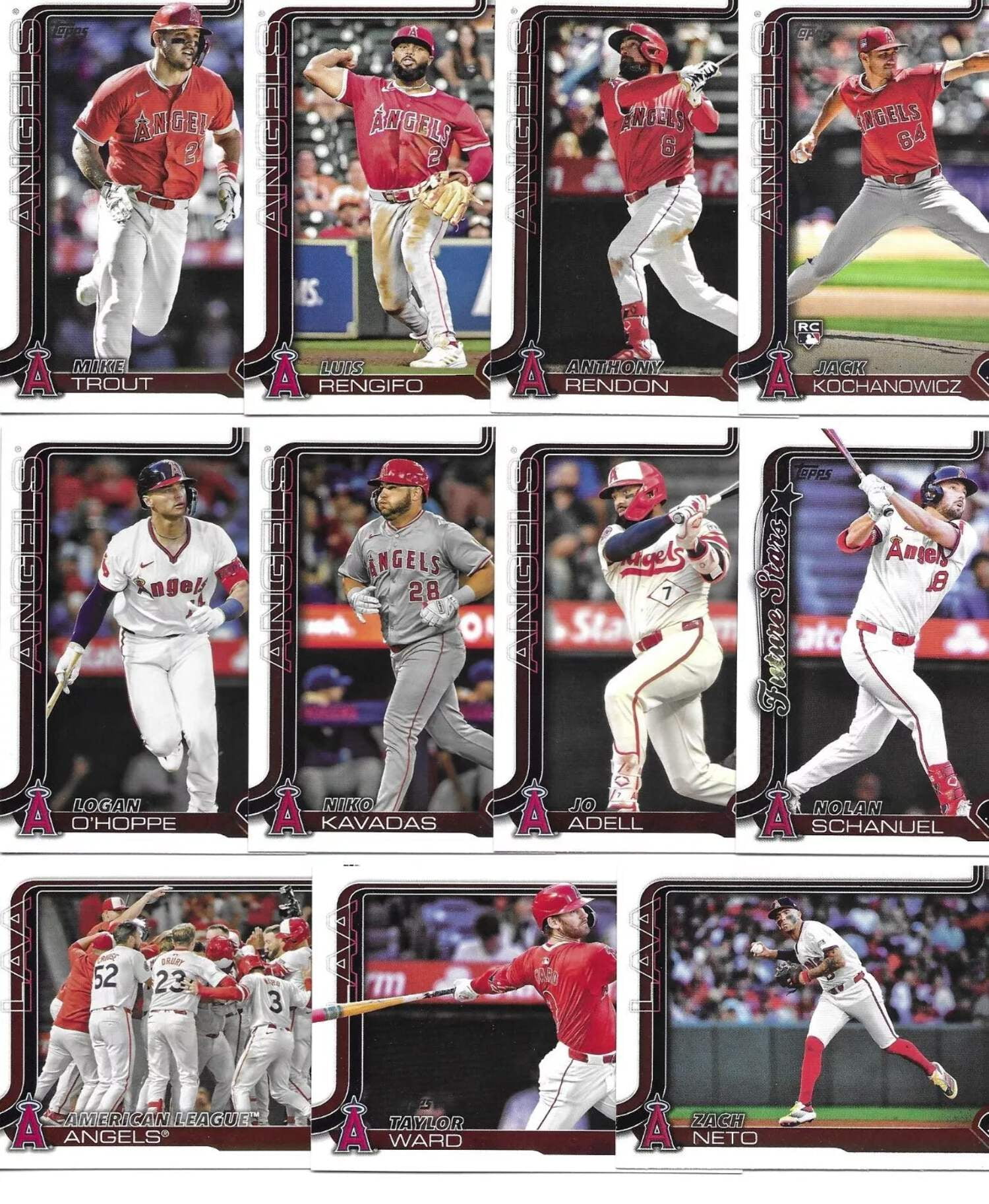 2025 Topps Series 1 Baseball Team Set 11 Cards Angels Schanuel 