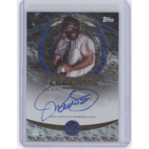 2025 Topps WWE Universe Mankind #LGA-MAN Blue Pulse /199 Auto WWE WWE Autographed Wrestling Trading Card