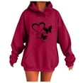 thumbnail image 1 of 2025 Tops Hoodies for Women Fall Fashion Hooded Sweatshirts Casual Loose Heart Butterflies Printed Outdoor Hoody Jackets Round Neck Long Sleeve Hoodie Pullover Winter Outwears with Pocket, 1 of 4