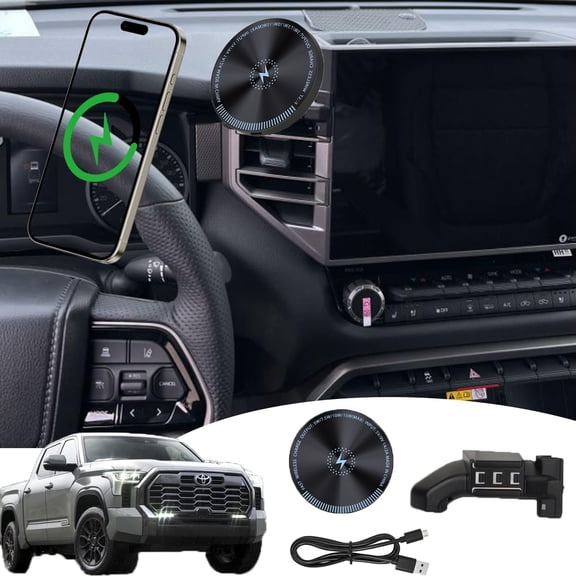 for 2025 Toyota Tundra Phone Mount 2025 Toyota Sequoia Phone Holder 15W Fast Wireless Charger 2022-present Sequoia/Tundra Accessories Compatible for All Screen