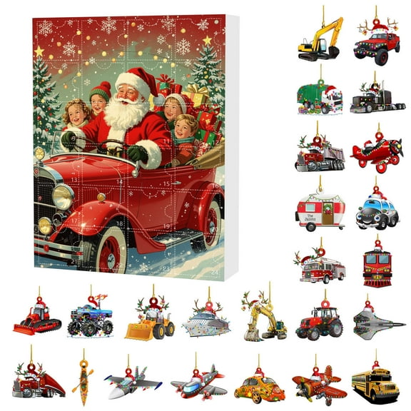 2025 Transportation Advent Calendar Countdown Set with 24 Unique Collectible Vehicles and Models for Festive Holiday Season