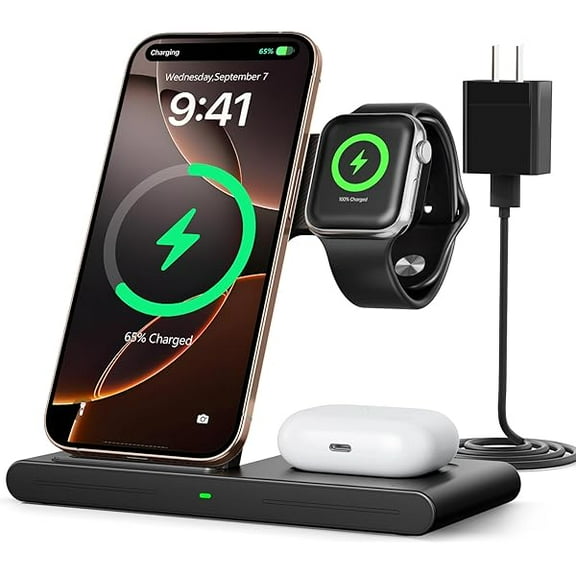 2025 Traveling Portable Wireless Fast Charger for Apple & Android Charging Station, 3 in 1 Charging for iPhone 16 15 14 13 12, Apple Watch Series & Air pods 4 3 2 Pro, Samsung Galaxy-Gifts for Family