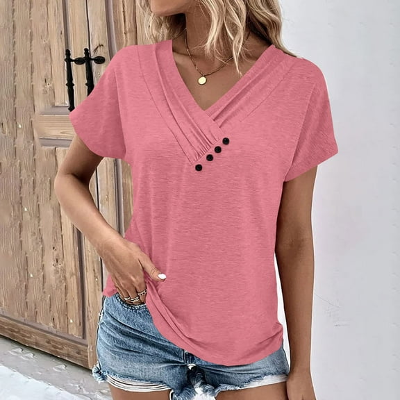 2025 Trendy Summer Casual Blouse Women's Solid Sexy Sleeveless V Neck Camisoles Hollow Out Tube Pleated Blouse Summer Short Sleeve Top for Women