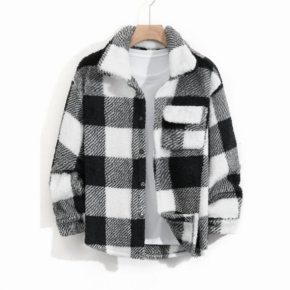 2025 Turn-Down Collar Jacket Men Fleece Thick Casual Coat Youth Versatile Plush Top Trendy