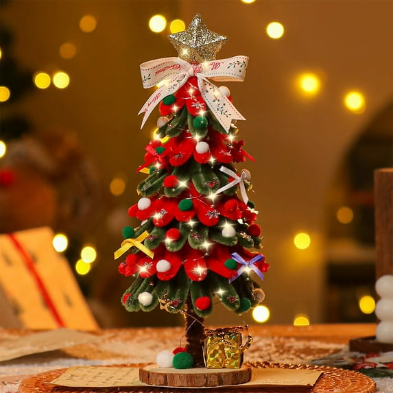 2025 Twisted Stick Christmas Tree – Festive Christmas Decorations with Lights, "Merry Christmas" Sign, and Tinsel, Perfect for Holiday Home Decor and Gifts