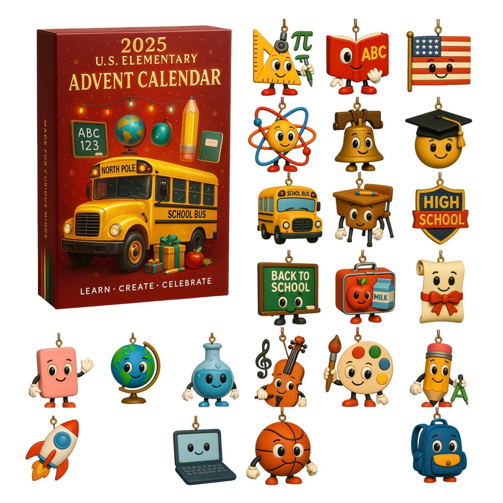 2025 U.S. Elementary Advent Calendar -24 Days Christmas Countdown ...