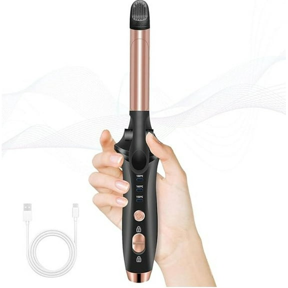 LEWIJO USB Rechargeable 4000 mAh Cordless Curling Iron, 3 Temp Setting Mini Travel Curling Iron,2 in 1 Hair Straightener and Curler, Cordless Hair Curler