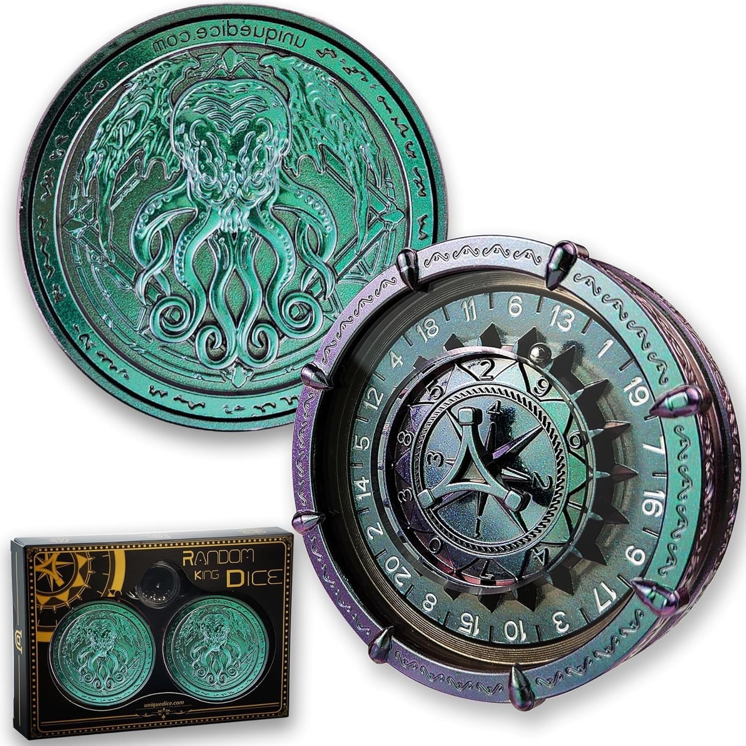 Unique Random Dice King Set (2 Pcs), 7 in 2 Metal Dice Spinner for D&D ...
