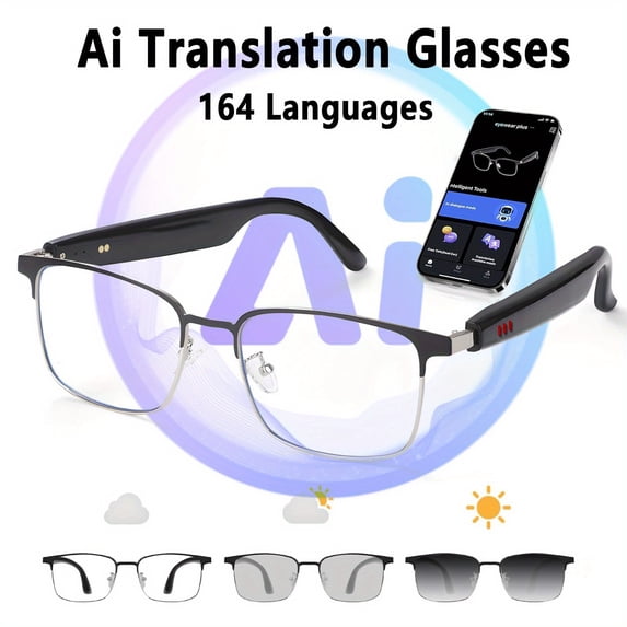 2025 Unisex AI Translation Smart Glasses | 160+ Languages | Photochromic Lenses & HD Audio