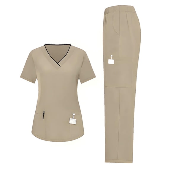 2025 Unisex Scrubs Medical Uniform, V-Neck with multiple pockets, for nurses, beauty salons Yellow L