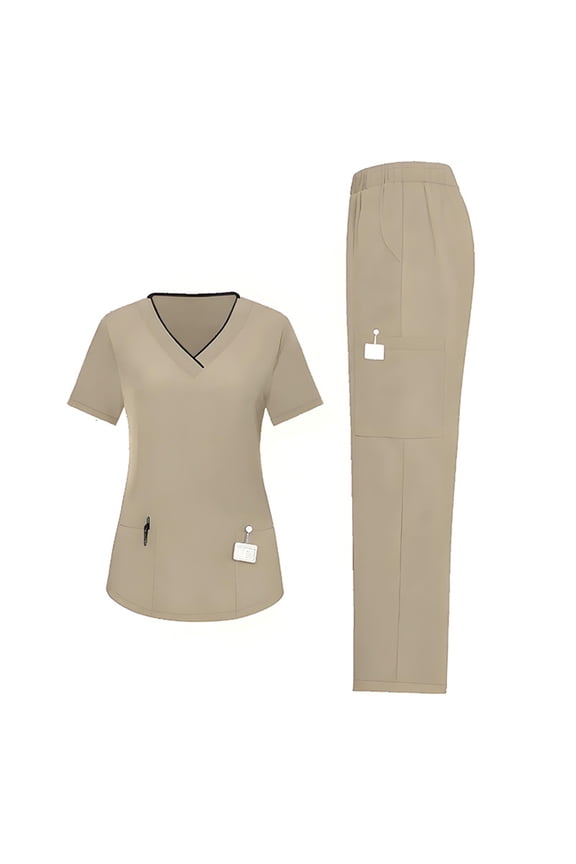 2025 Unisex Scrubs Medical Uniform, V-Neck with multiple pockets, for nurses, beauty salons Yellow XL