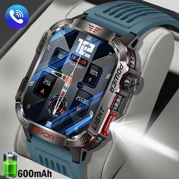 2025 Unisex Smartwatch | 2.01" Large Screen | 600mAh Battery | LED Flashlight | 100+ Sports Modes | Wireless Calling | iOS & Android | Ideal Gift