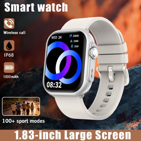 2025 Unisex Sports Smartwatch: 100+ Workout Modes, Call Alerts, 1000mAh Battery, Water-Resistant, iOS/Android Compatible, Holiday Gift