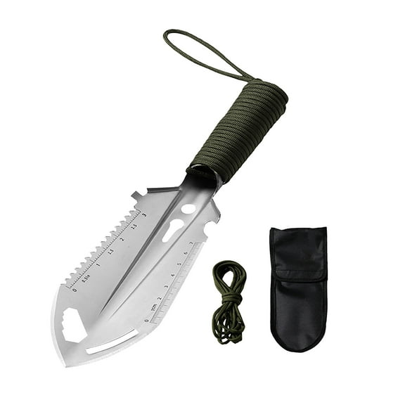 2025 Update, Garden Trowel Hand Tool, Backpacking Trowel Ultralight, Camping Shovel with Carrying Pouch for Hiking, Digging, Metal Detecting, Gardening Multitool, White