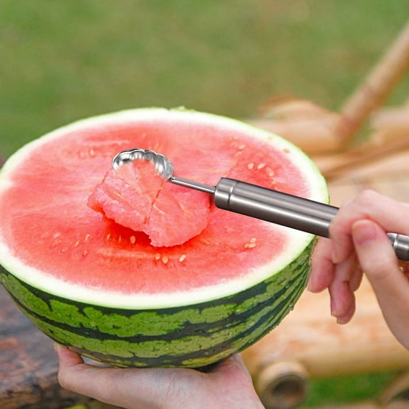 2025 Upgrade 2 In 1 Stainless Steel Watermelon Cutter and Fork Slicer Tool Efficient Fruit Cutting Kitchen Gadget for Home Use