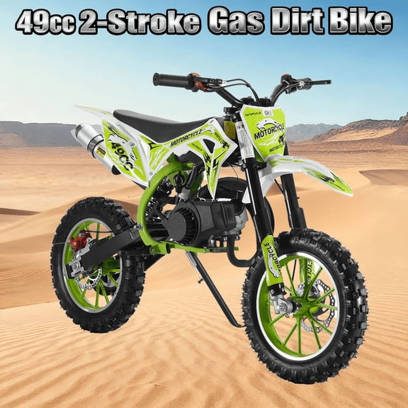 2025 Upgrade 49cc Kids Dirt Bike with Dual Disc Brakes, 2-Stroke 40KM/H Gas Pitbike - Reinforced Chain Guard & Anti-Slip Tires Mini Motocross for Off-Road (100kg Load)