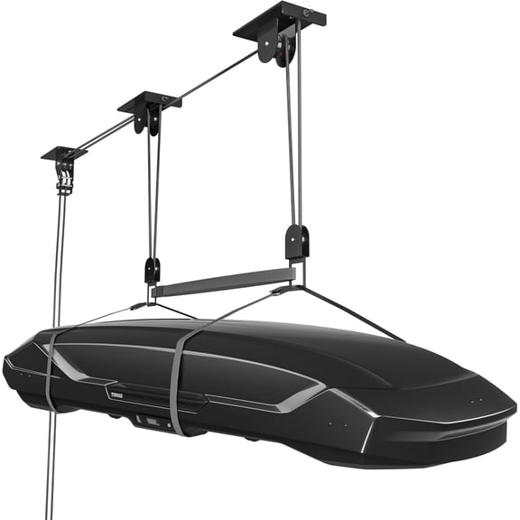 2025 Upgrade Cargo Box Garage Pulley System, Garage Ceiling Hoist Heavy-Duty Holds up to 150 lbs Capacity, Fit 10-18 Foot Ceilings, Black