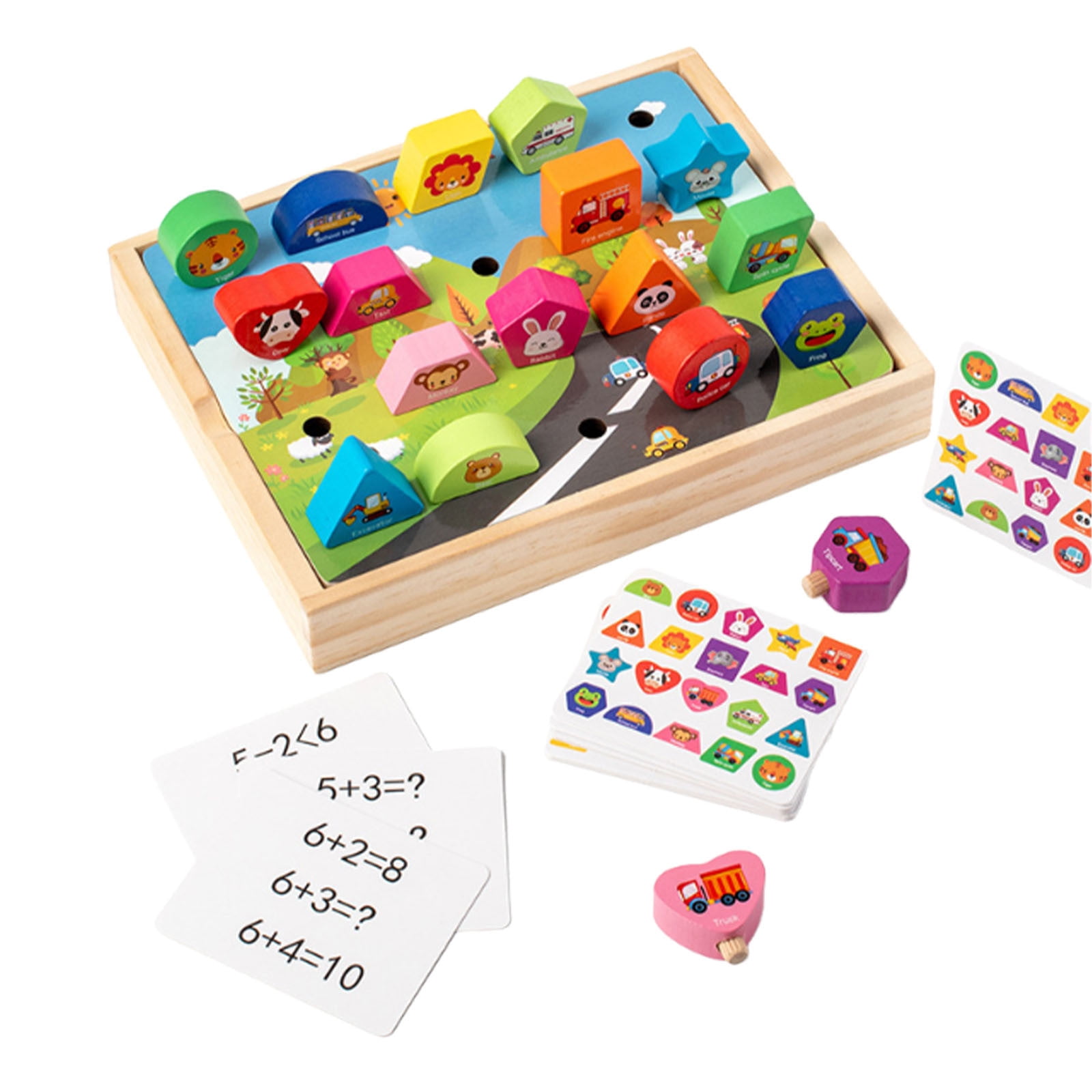 2025 Upgrade Children's Shapes With Hand Grasping Puzzle Board Wooden ...