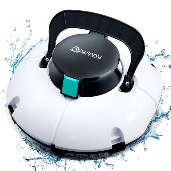 (2025 Upgrade) Cordless Robotic Pool Cleaner, Winny Pool Cleaner Automatic Pool Vacuum with Dual Filters, 80 Mins Runtime, Ideal for Flat Above Pools up to 645 Sq.ft (White and Green)