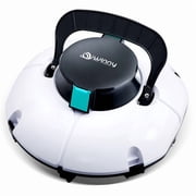 Cordless Robotic Pool Cleaner, Winny Pool Cleaner Automatic Pool Vacuum with Dual Filters, 80 Mins Runtime, Ideal for Flat Above Pools up to 645 Sq.ft (White and Green)