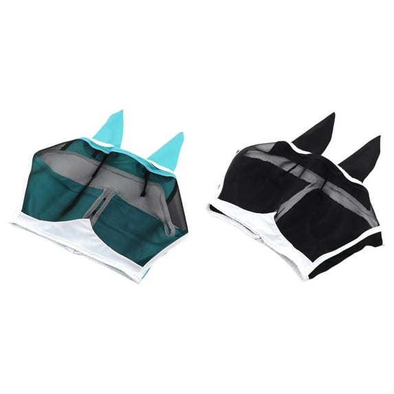 2025 Upgrade Horse Fly Mask with Ears Cover, Soft Elastic UV Protection Fly Screen for Summer Riding, Pasture Use, Blocks Insects and Sun for Horses Comfort