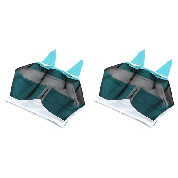 2025 Upgrade Horse Fly Mask with Ears Cover, Soft Elastic UV Protection Fly Screen for Summer Riding, Pasture Use, Blocks Insects and Sun for Horses Comfort
