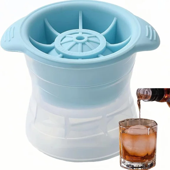 (2025 Upgrade) Ice Molds 4 Pcs, Silicone Sphere Mold Large Size, Blue