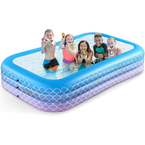 2025 Upgrade Inflatable Pool for Kids and Adults-120"*72"*22" Full-Sized Inflatable Swimming Pool Leakproof Blow Up Above Ground for Backyard Outdoor Garden Summer Water Party Pink