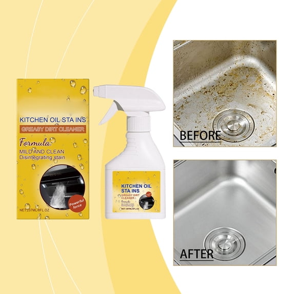2025 Upgrade Kitchen All-Purpose Oil Stains Cleaner, Heavy Duty Degreaser Cleaner Spray, Greasy Kitchen Cabinet Cleaner, Multifunctional Grease Remover Spray for All Kitchen Surfaces