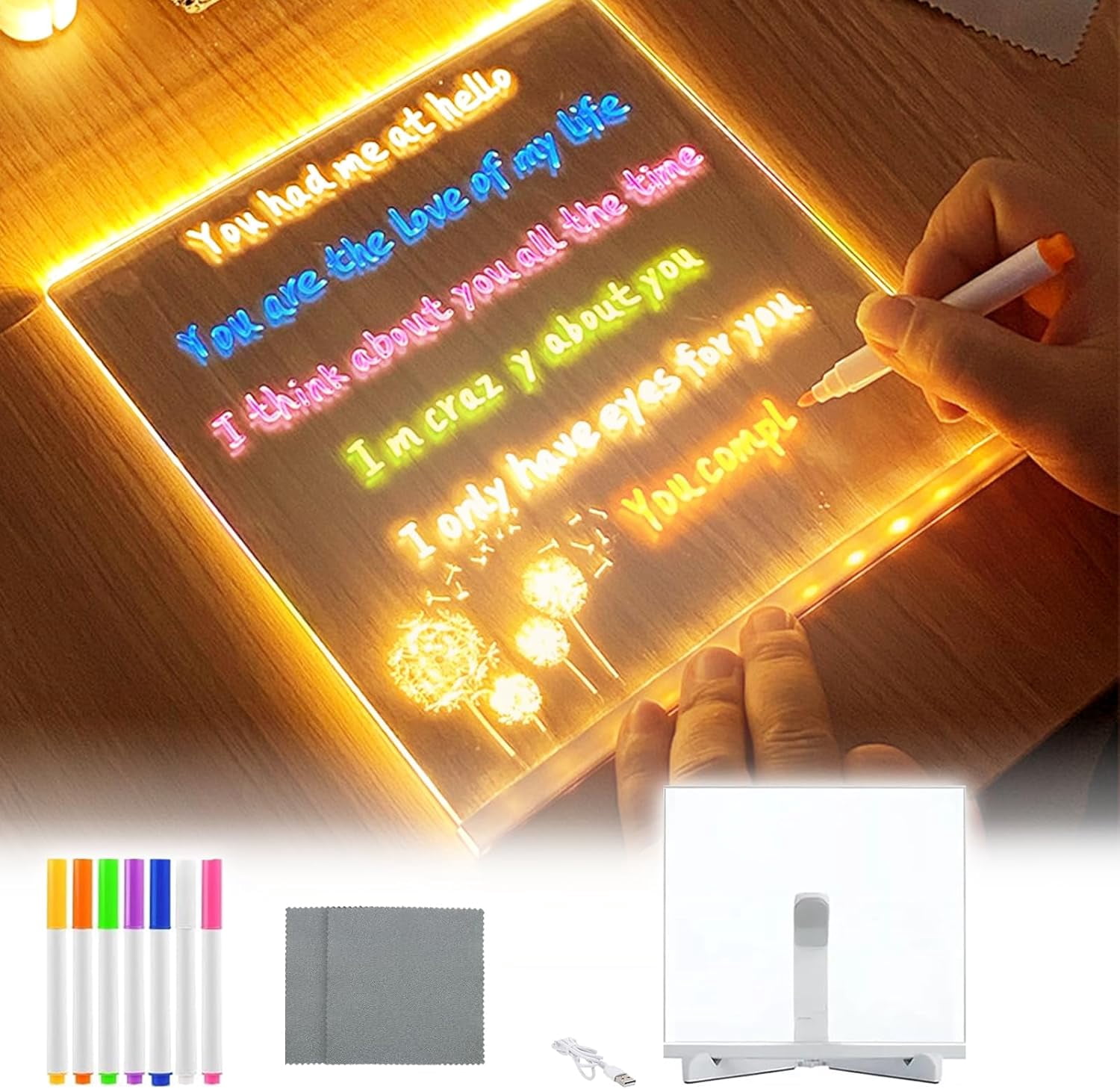 2025 Upgrade Led Note Board with Colors,Led Light Up Acrylic Message ...
