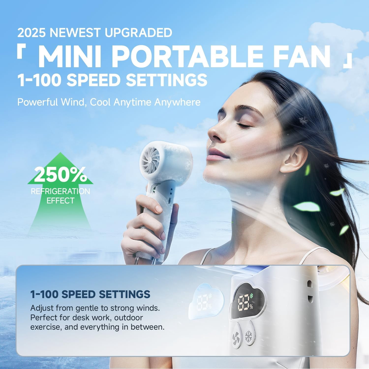 [2025 Upgrade] Portable Cooler Handheld Fan, [Coldest Turbo Hand Fan ...