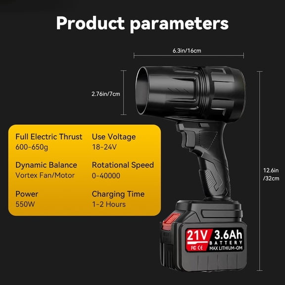 2025 Upgrade Portable Dust Cleaner Blower, 260 CFM Turbo Blower w/ 2 Batteries & Earplugs, Portable Dust Cleaner, Car Dryer for Home, Garage,