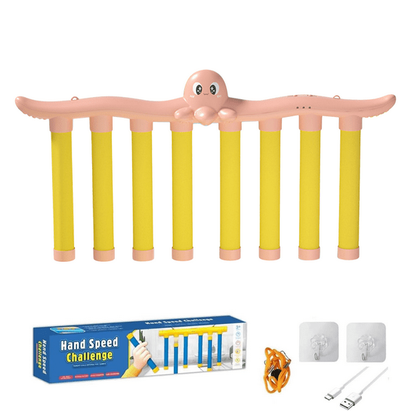 2025 Upgrade Reflex Drop Sticks Challenge Game, Hand Eye Coordination Training Toy, Reaction Training, Hand Speed Challenge Games, Adjustable Speed Catching Sticks Game (Pink)