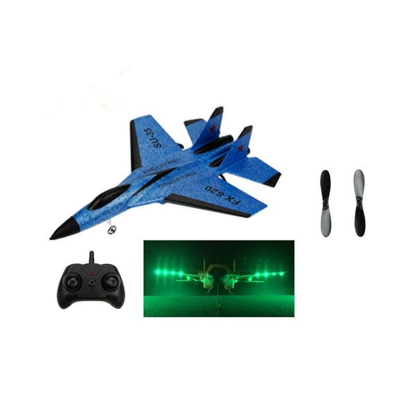 2025 Upgrade Remote Control Glider Plane with LED Lights, Automatic Stabilization, 12-15 Min Flight, 300M Range, Foam RC Aircraft Toy for Christmas Gift Blue